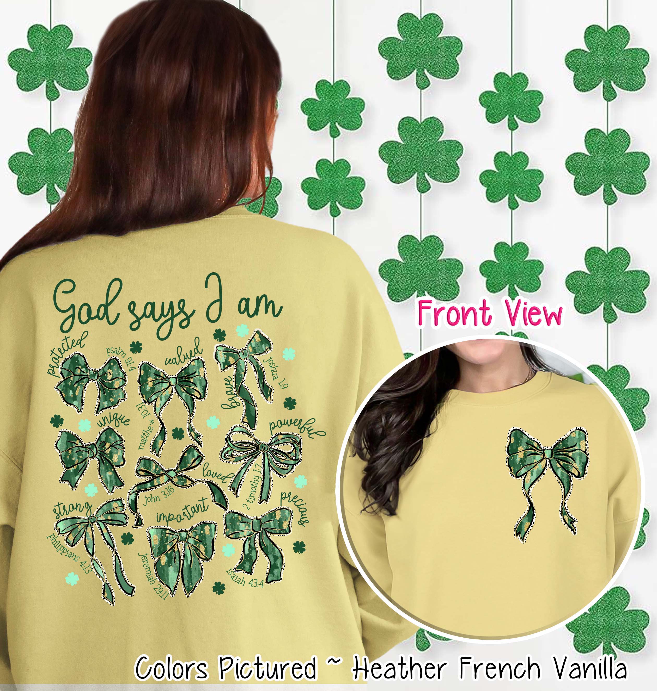 God Says Coquette 2 Sided St Patricks Day Tee or Sweatshirt