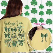 God Says Coquette 2 Sided St Patricks Day Tee or Sweatshirt
