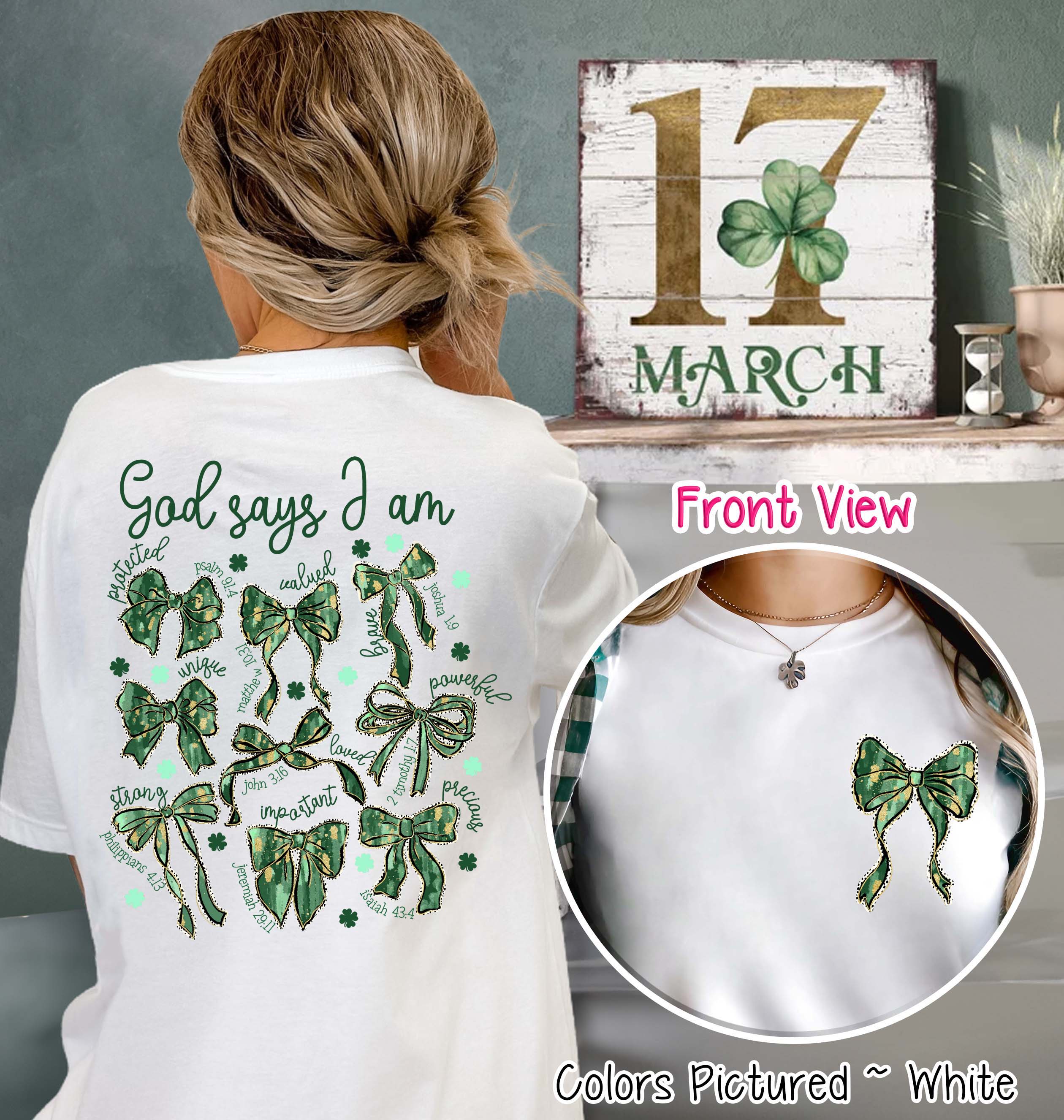 God Says Coquette 2 Sided St Patricks Day Tee or Sweatshirt