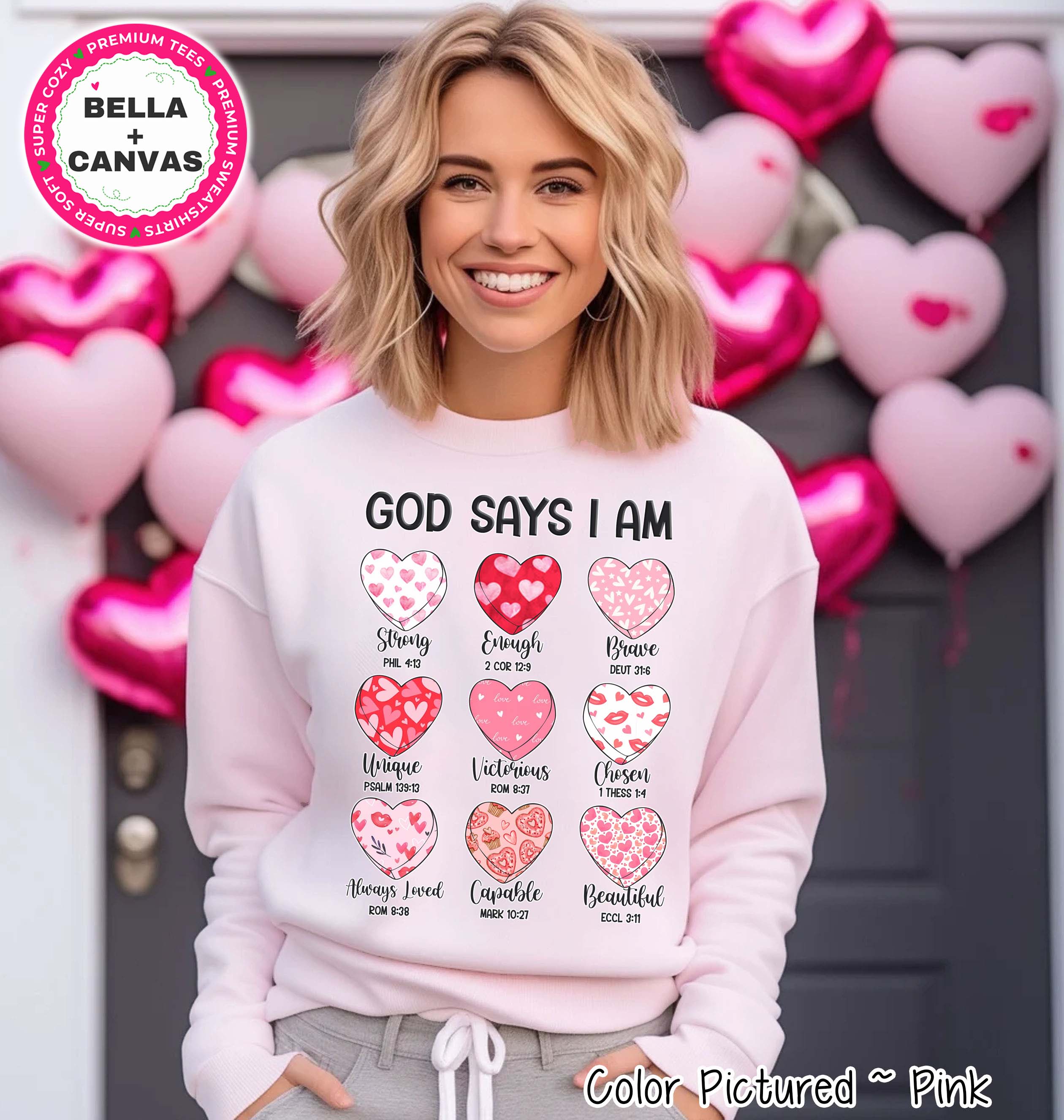 God Says I AM Hearts Valentine Tee or Sweatshirt