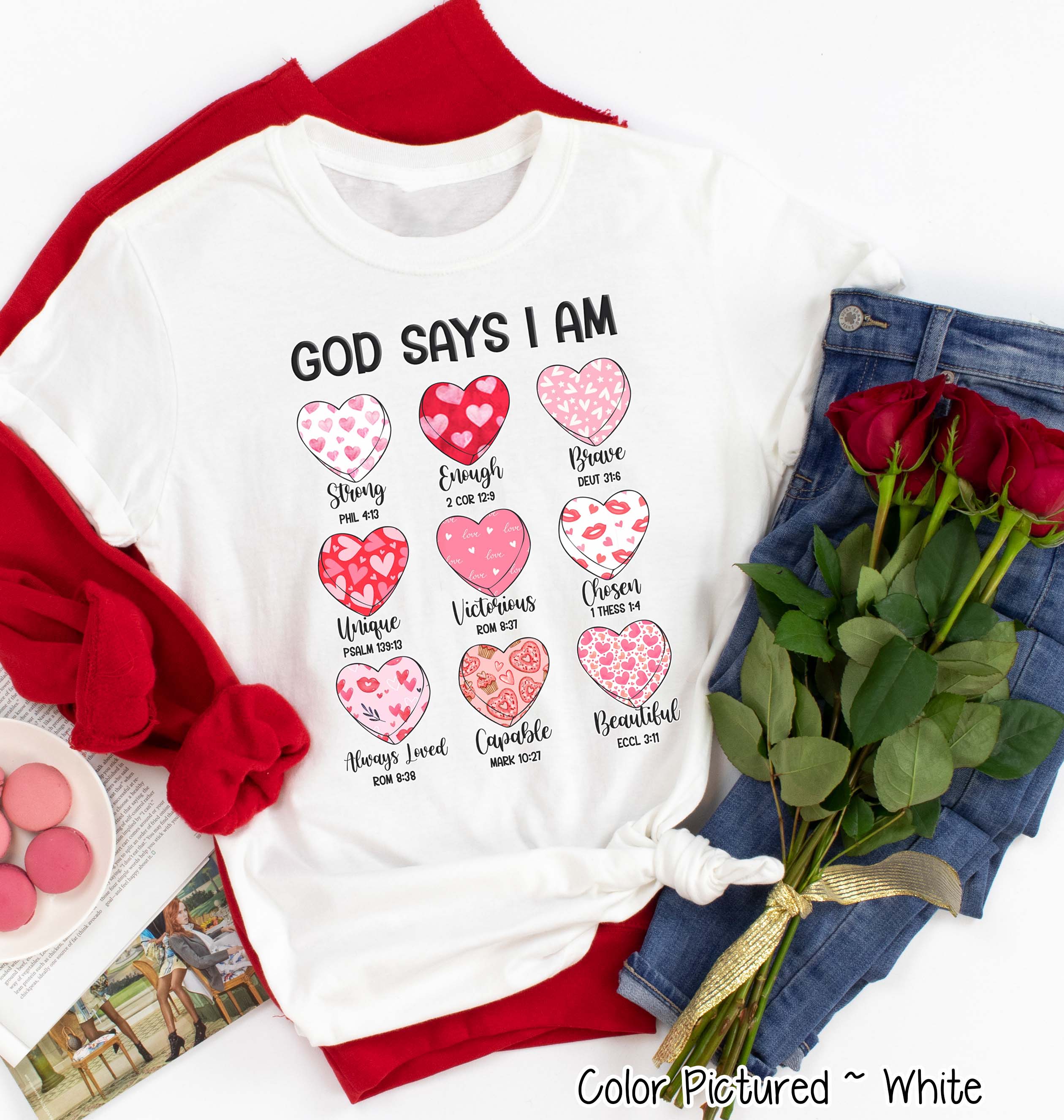 God Says I AM Hearts Valentine Tee or Sweatshirt