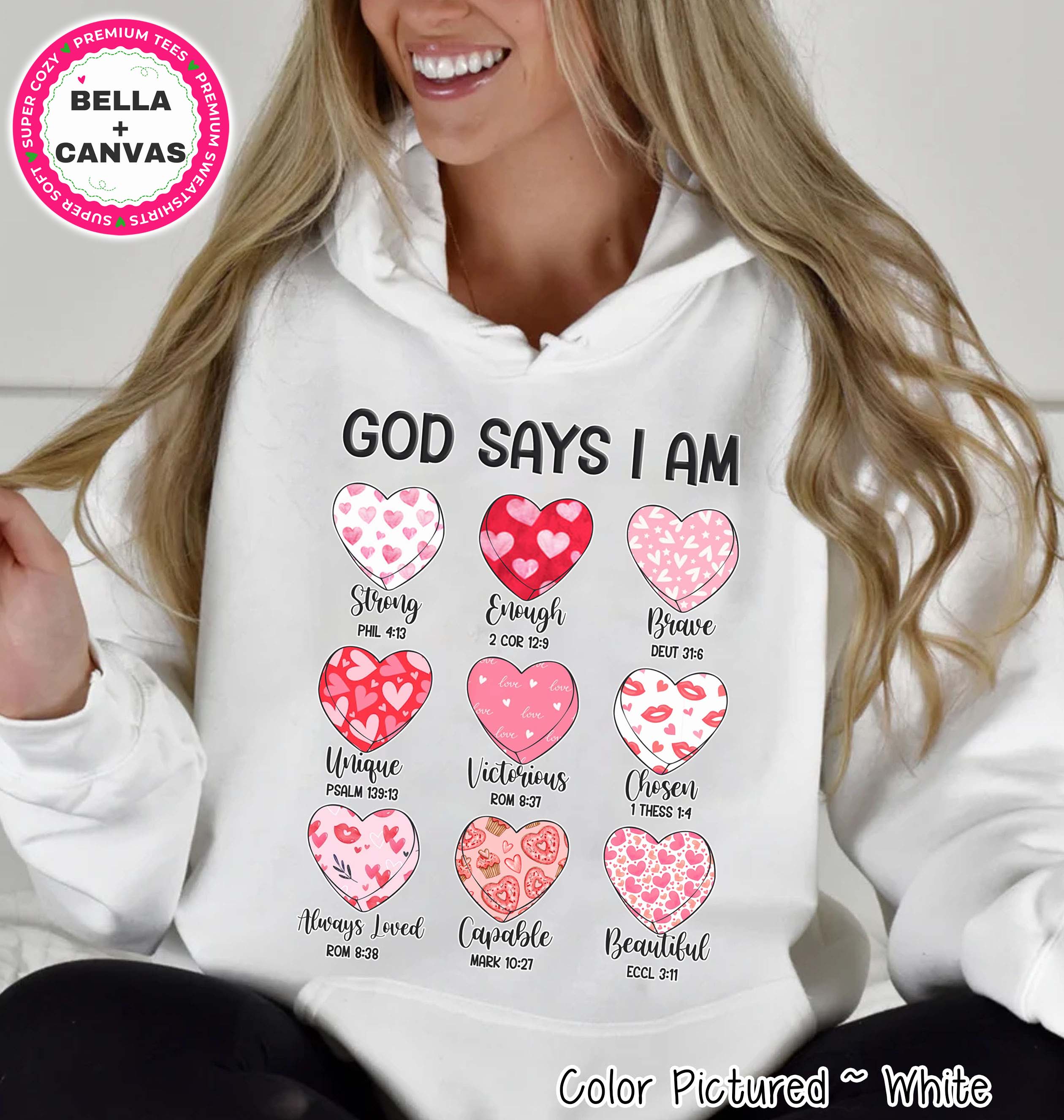 God Says I AM Hearts Valentine Tee or Sweatshirt