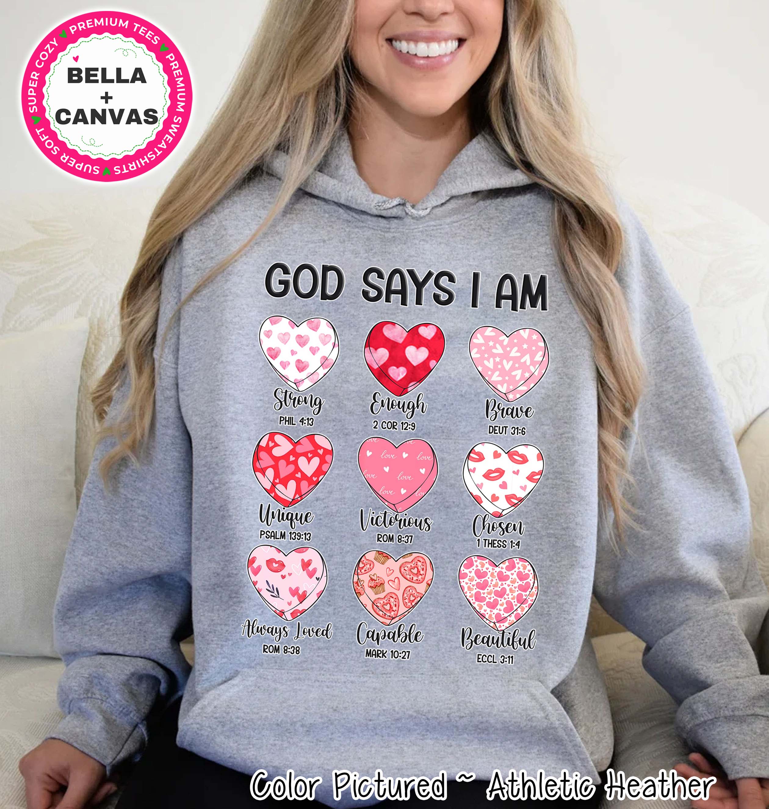 God Says I AM Hearts Valentine Tee or Sweatshirt