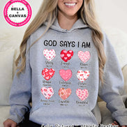 God Says I AM Hearts Valentine Tee or Sweatshirt