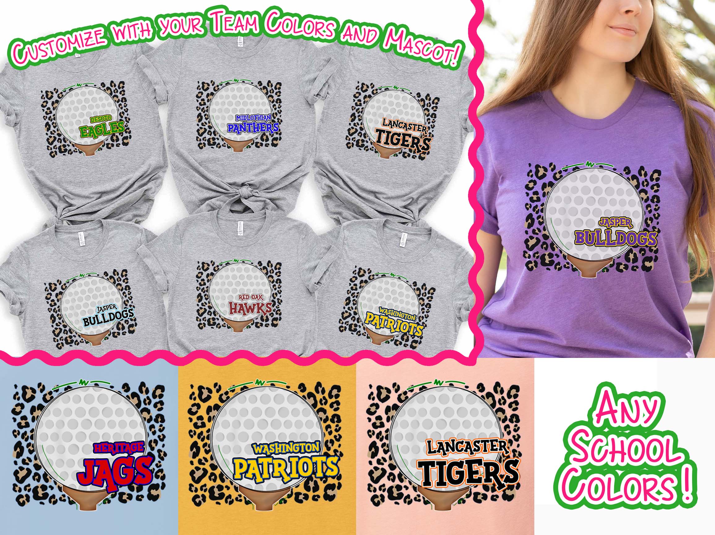 Personalized Leopard Golf Fan Tee