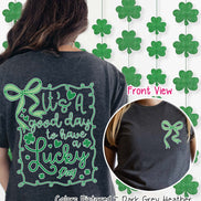 Lucky Day Coquette 2 Sided St Patricks Day Tee or Sweatshirt