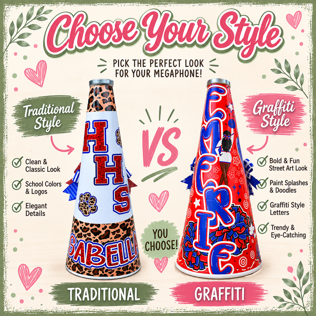 Custom Spirit 24" Megaphone Design & Wrap Service
