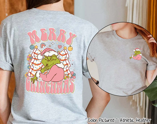 Grinch Merry Christmas Cakes 2 Sided Tee or Sweatshirt