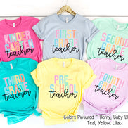 Rainbow Distressed Teacher Tee