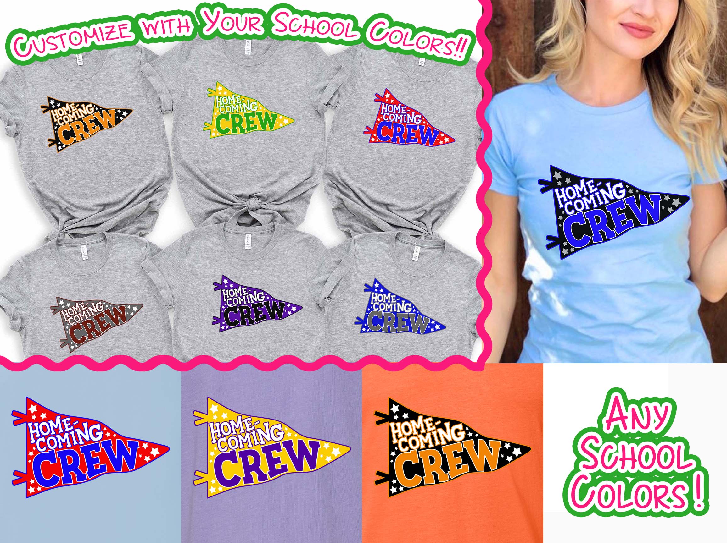 Custom Homecoming Crew Pennant Tee