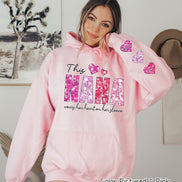 Personalized Grandma, Mama, Nana, or Mimi Wearing Heart on My Sleeve with Kids Names Valentine Tee or Sweatshirt