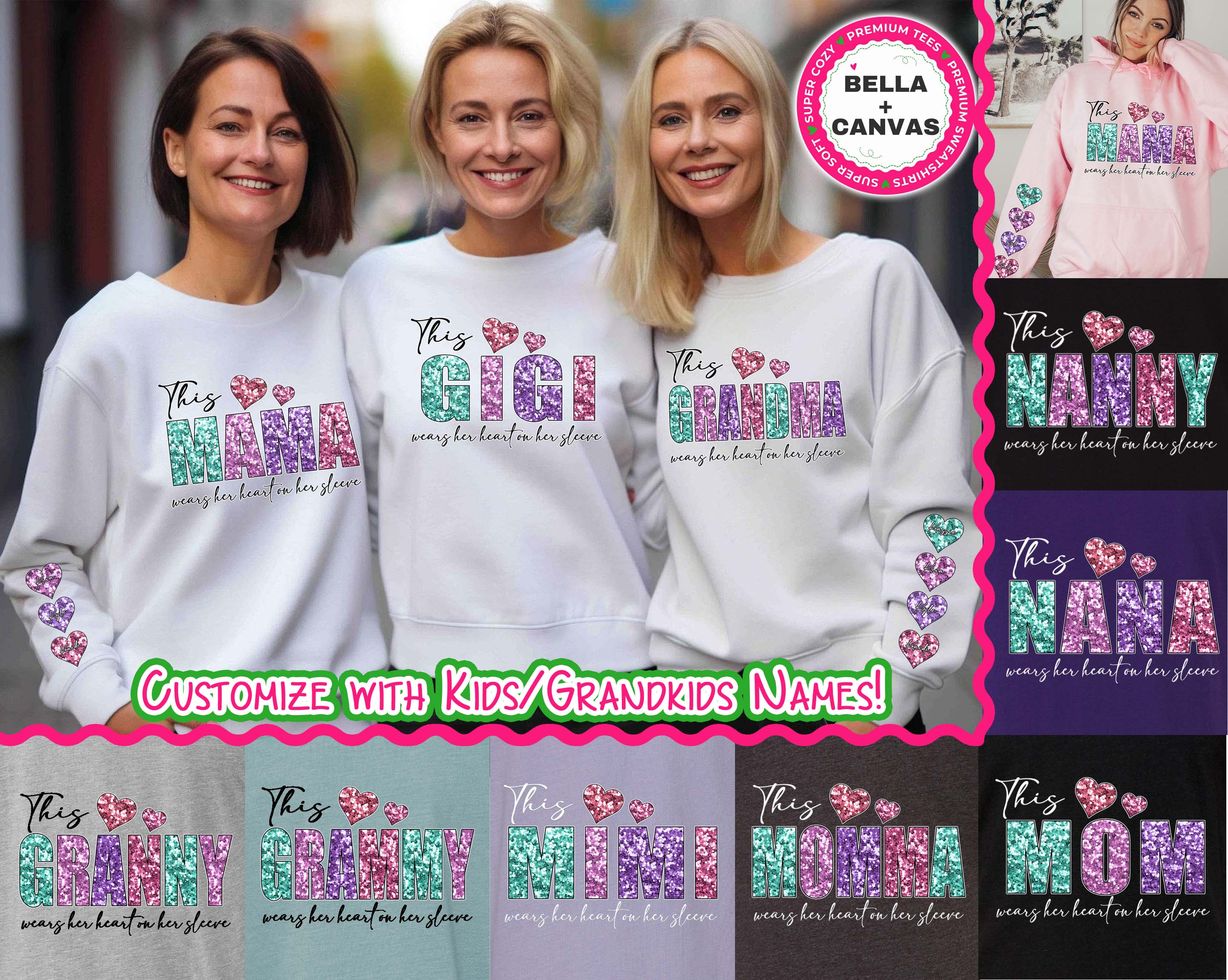 Personalized Rainbow Wearing My Heart on My Sleeve with Kids Names Valentine Tee or Sweatshirt