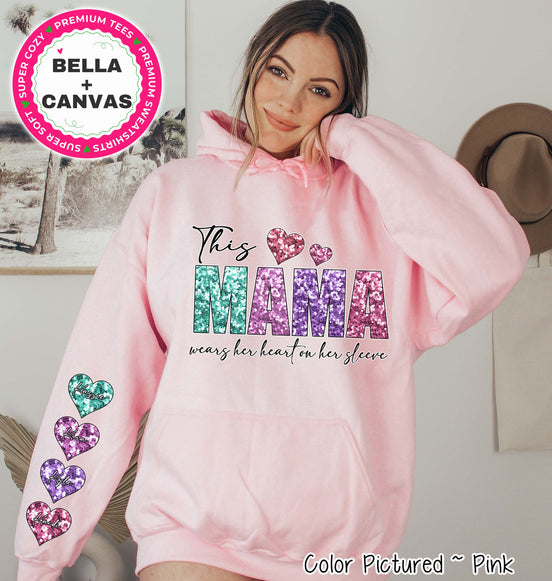 Personalized Rainbow Wearing My Heart on My Sleeve with Kids Names Valentine Tee or Sweatshirt