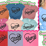 Heart Outline School Staff Tee