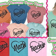 Heart Outline School Subject Teacher Tee