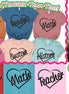 Heart Outline School Subject Teacher Tee