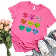 Monogram Faux Sequin Hearts Valentine Tee or Sweatshirt