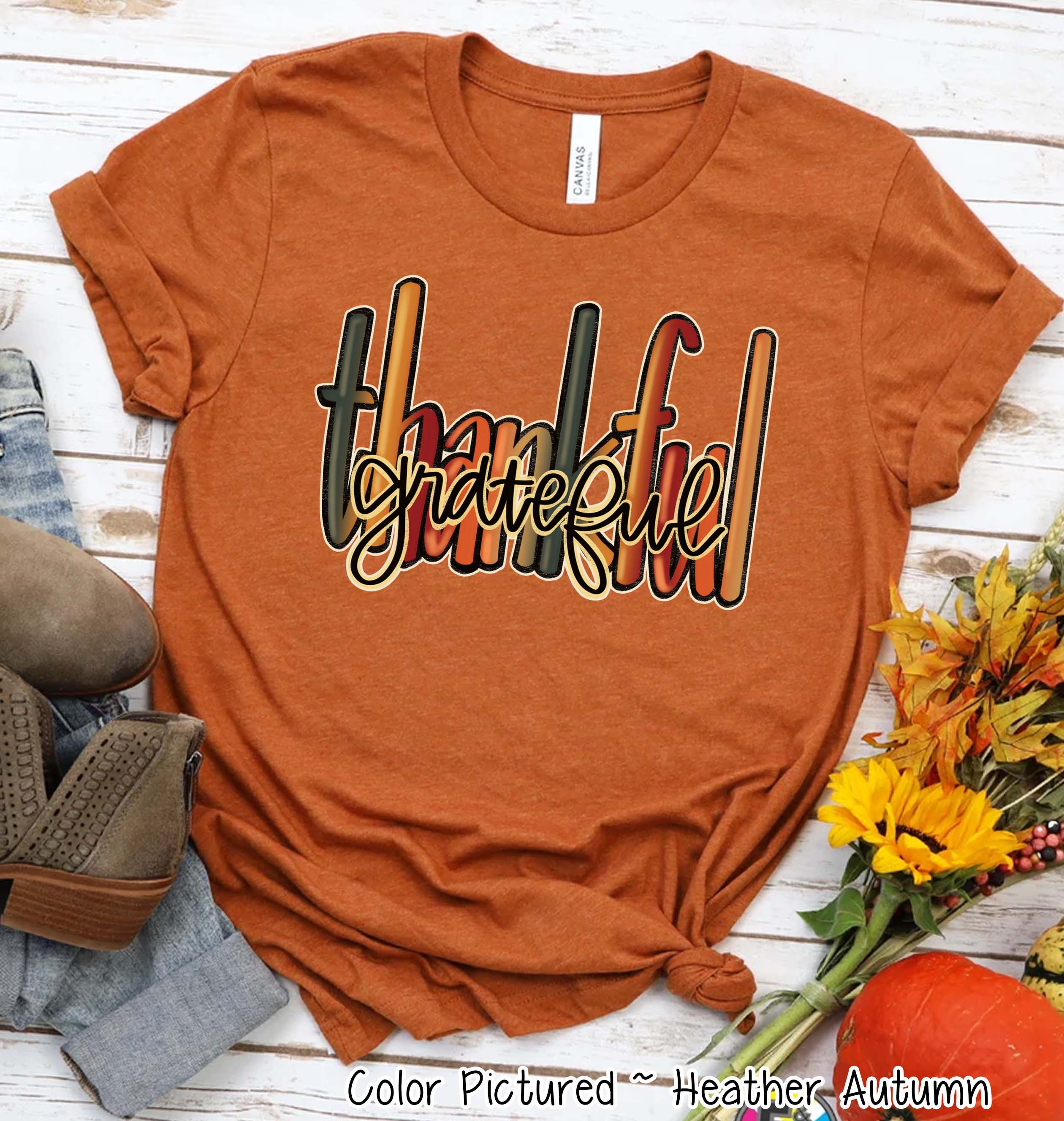 Thankful Grateful Fall Thanksgiving Tee