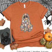 Boho Floral Ghost Grey Halloween Tee