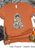 Boho Floral Ghost Grey Halloween Tee