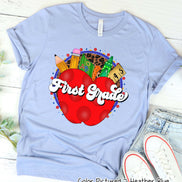 Retro Apple School Supplies Grade Student and Teacher Tee