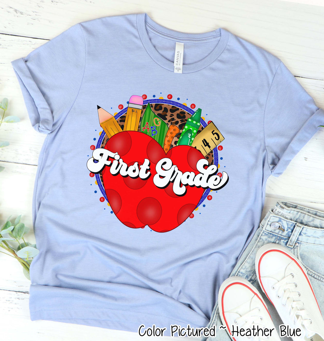 Retro Apple School Supplies Grade Student and Teacher Tee