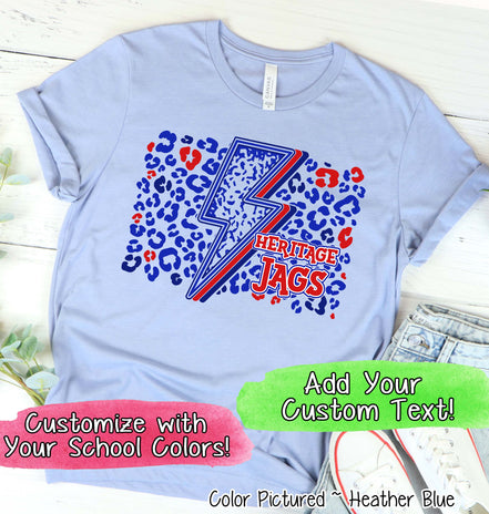 Personalized Leopard Lighting School Spirit Fan Tee