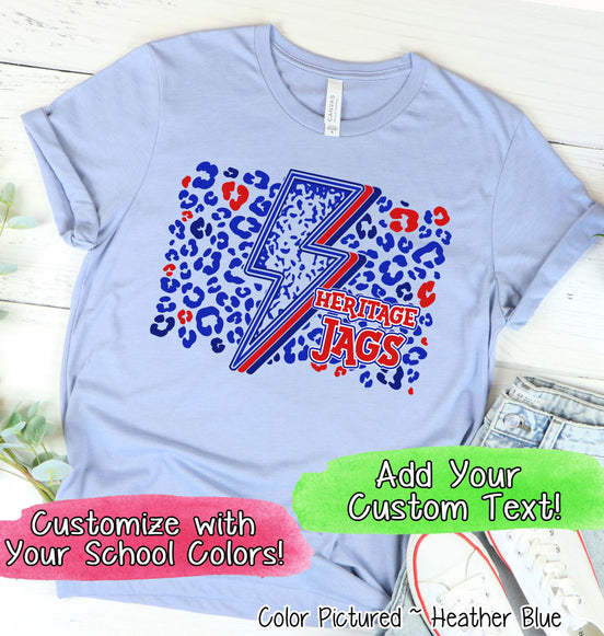 Personalized Leopard Lighting School Spirit Fan Tee