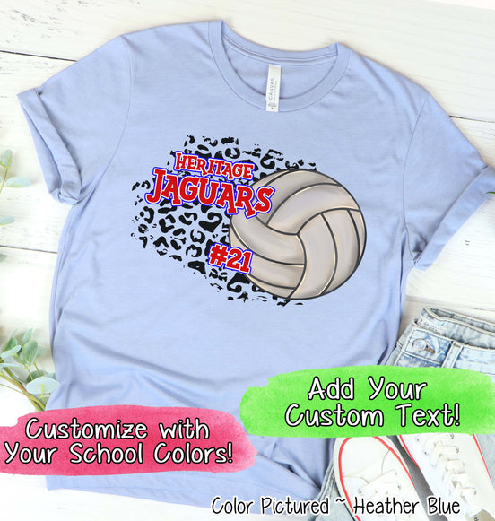 Personalized Leopard Volleyball Fan Spirit Tee