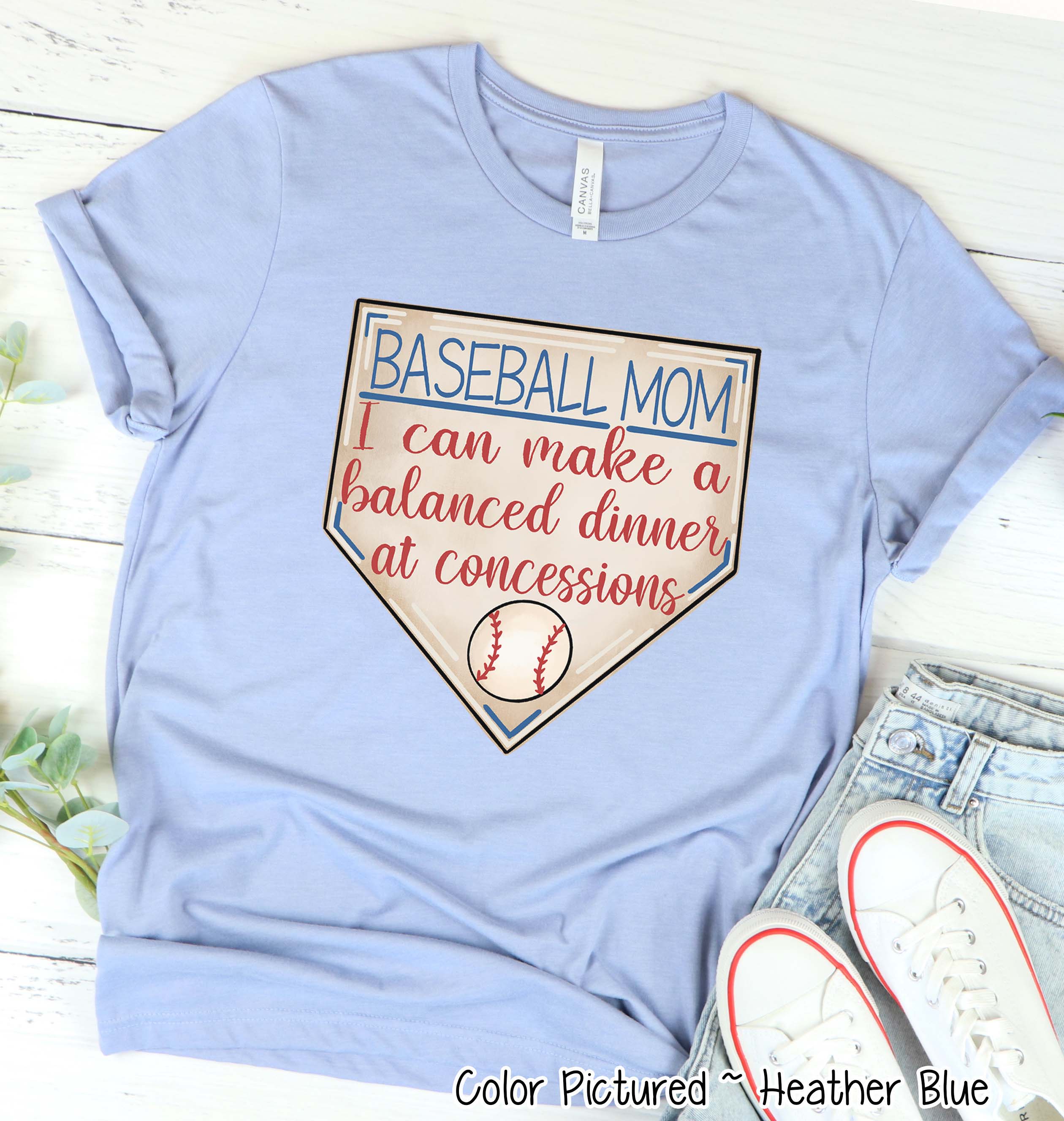Baseball Mom I Can Make a Balanced Dinner at Concessions Tee