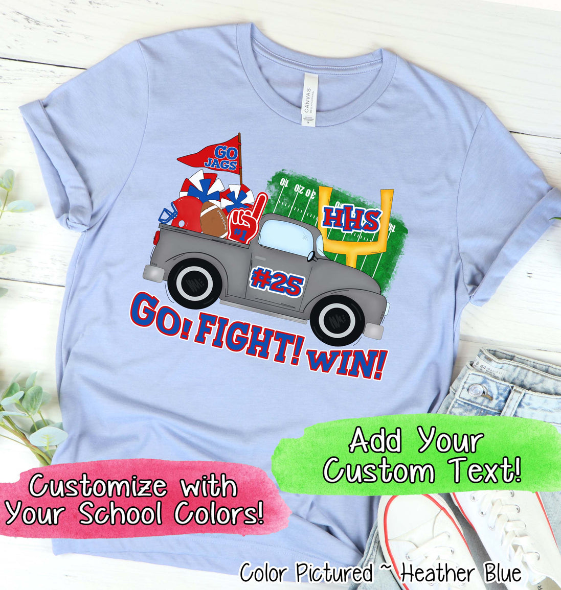 Personalized Cute Football Truck Game Day Fan Tee