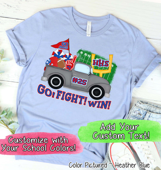 Personalized Cute Football Truck Game Day Fan Tee