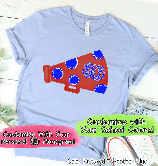 Personalized Dot Megaphone Cheerleader Spirit Tee