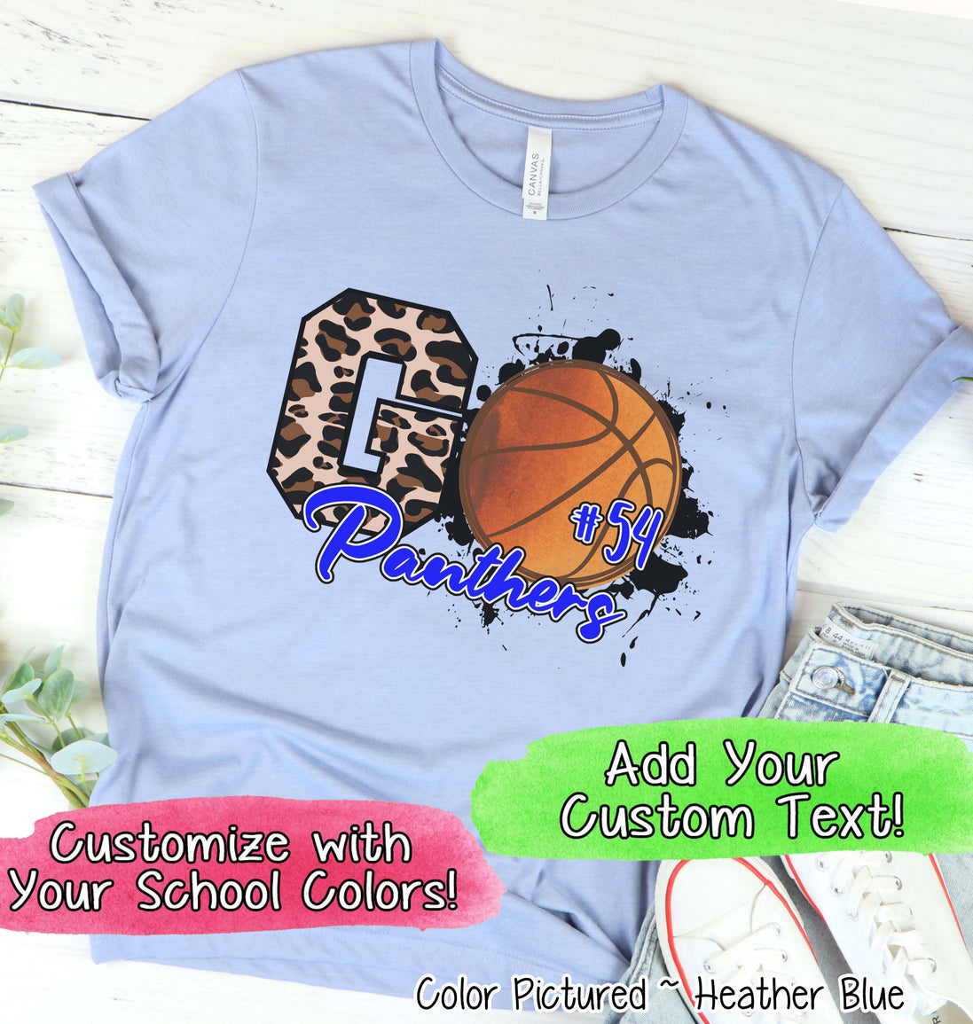 Personalized Leopard Basketball GO Fan Tee