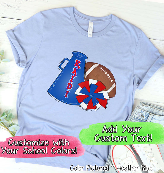 Personalized Megaphone Pom Football Spirit Tee