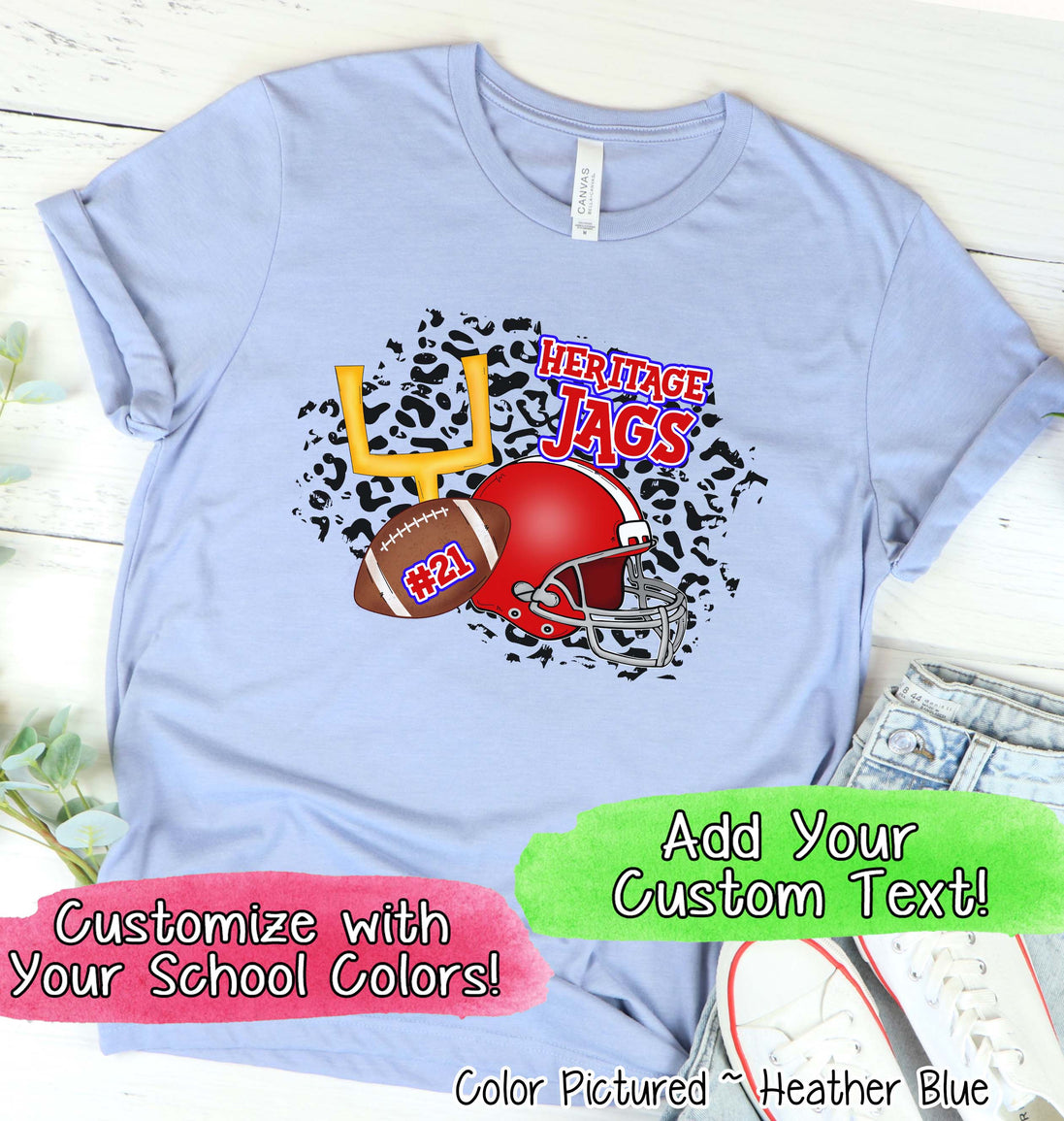 Personalized Leopard Football Game Day Fan Tee