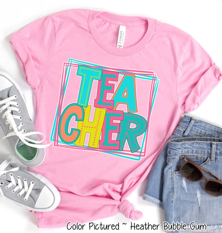Neon Retro Fun Teacher Tee