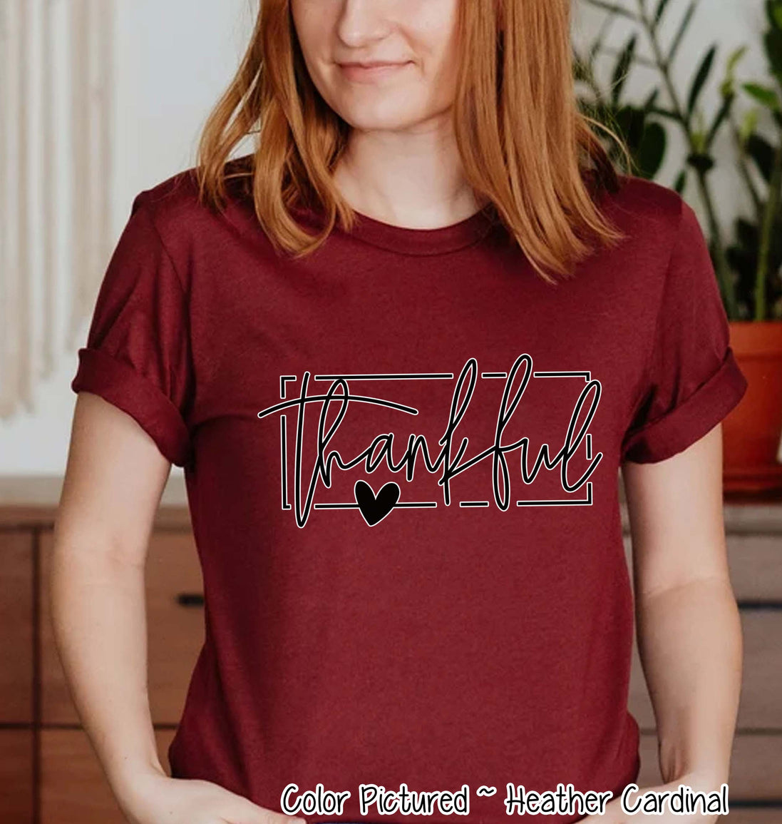Thankful Script Fall Thanksgiving Tee