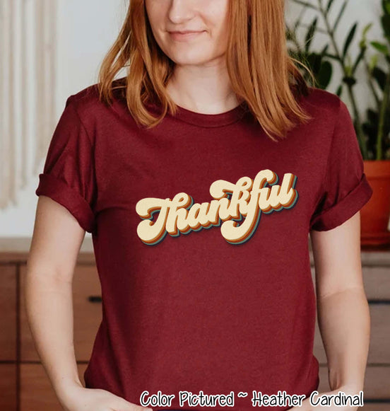 Retro Thankful Fall Thanksgiving Tee