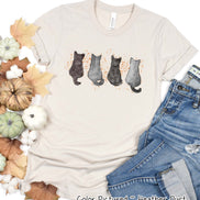 Watercolor Black Cats Sweet Fall Halloween Tee
