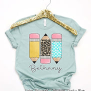 Personalized Pencil Trio Back To School Name Tee