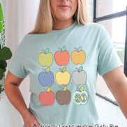 Monogram Apple Grid Back To School Student and Teacher Tee