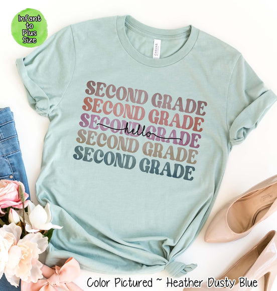 Custom Retro Mirror Hello Grade Student & Teacher Tee
