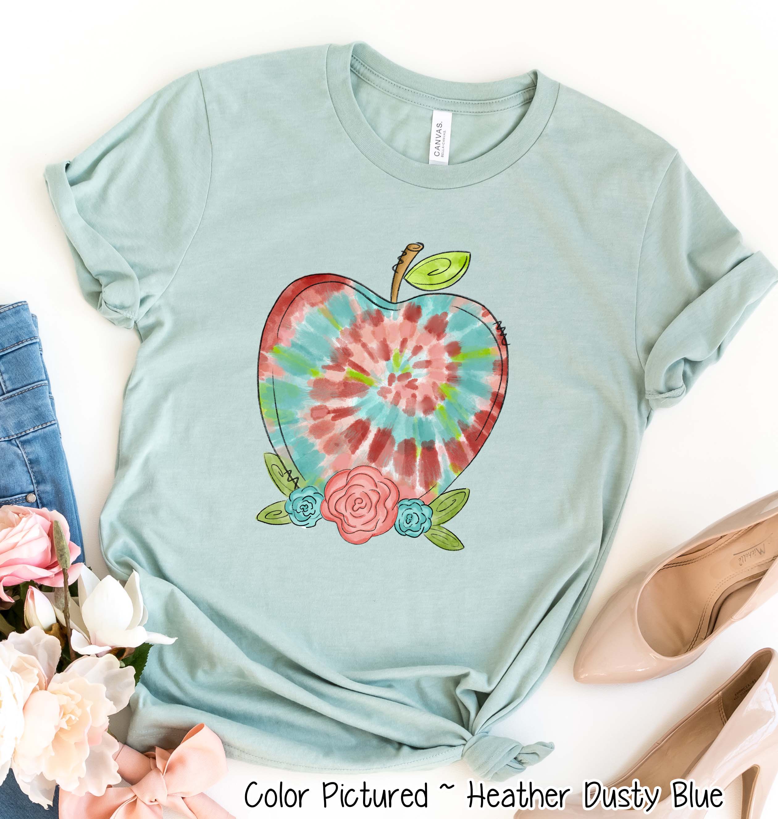 Tie Dye Apple Back to School Tee