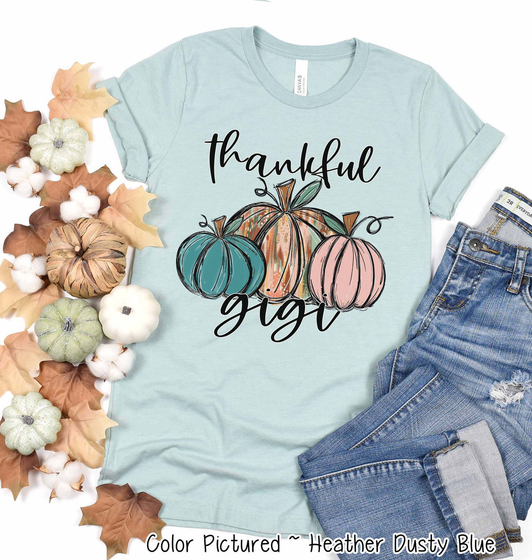 Personalized Thankful Pumpkin Trio Fall Thanksgiving Tee