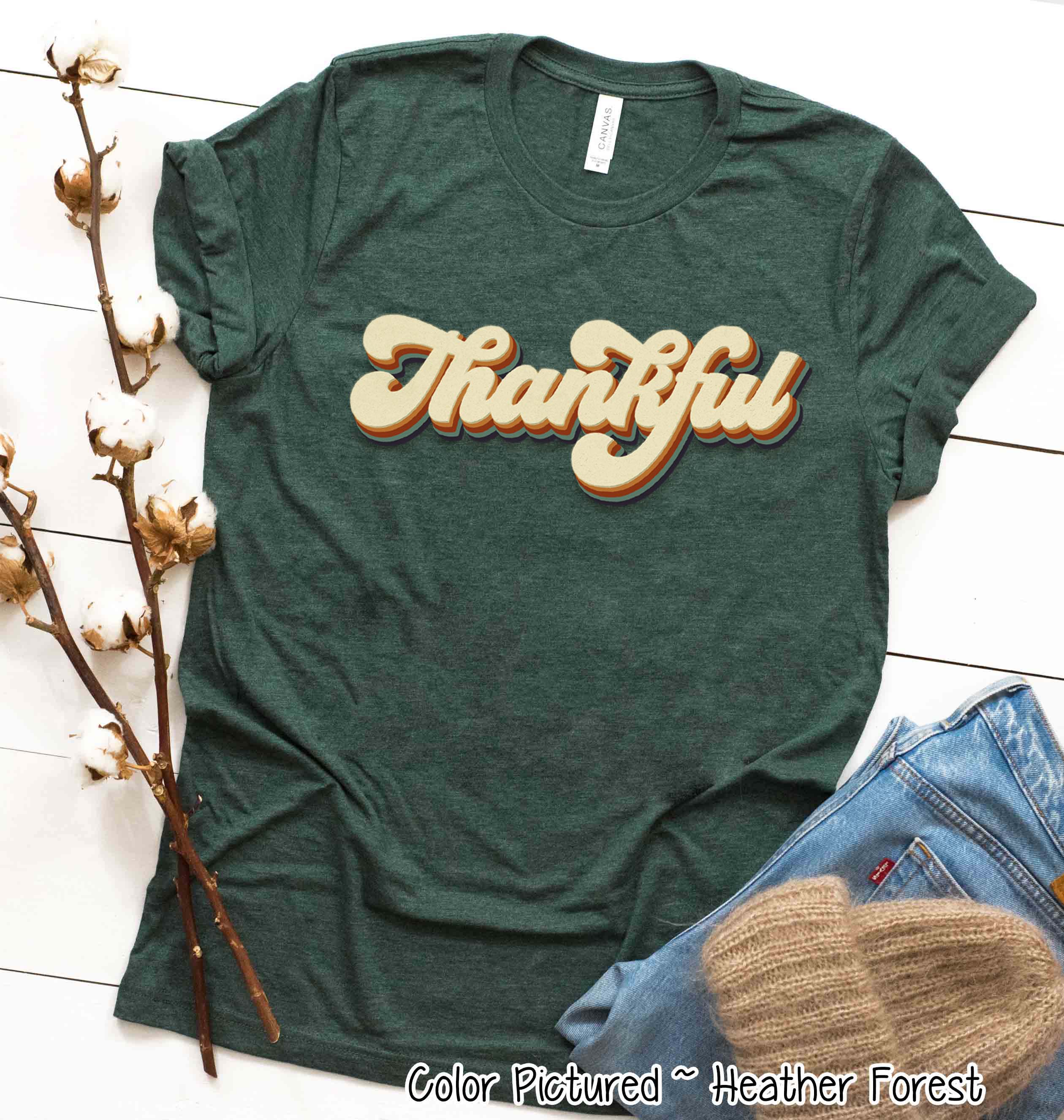 Retro Thankful Fall Thanksgiving Tee