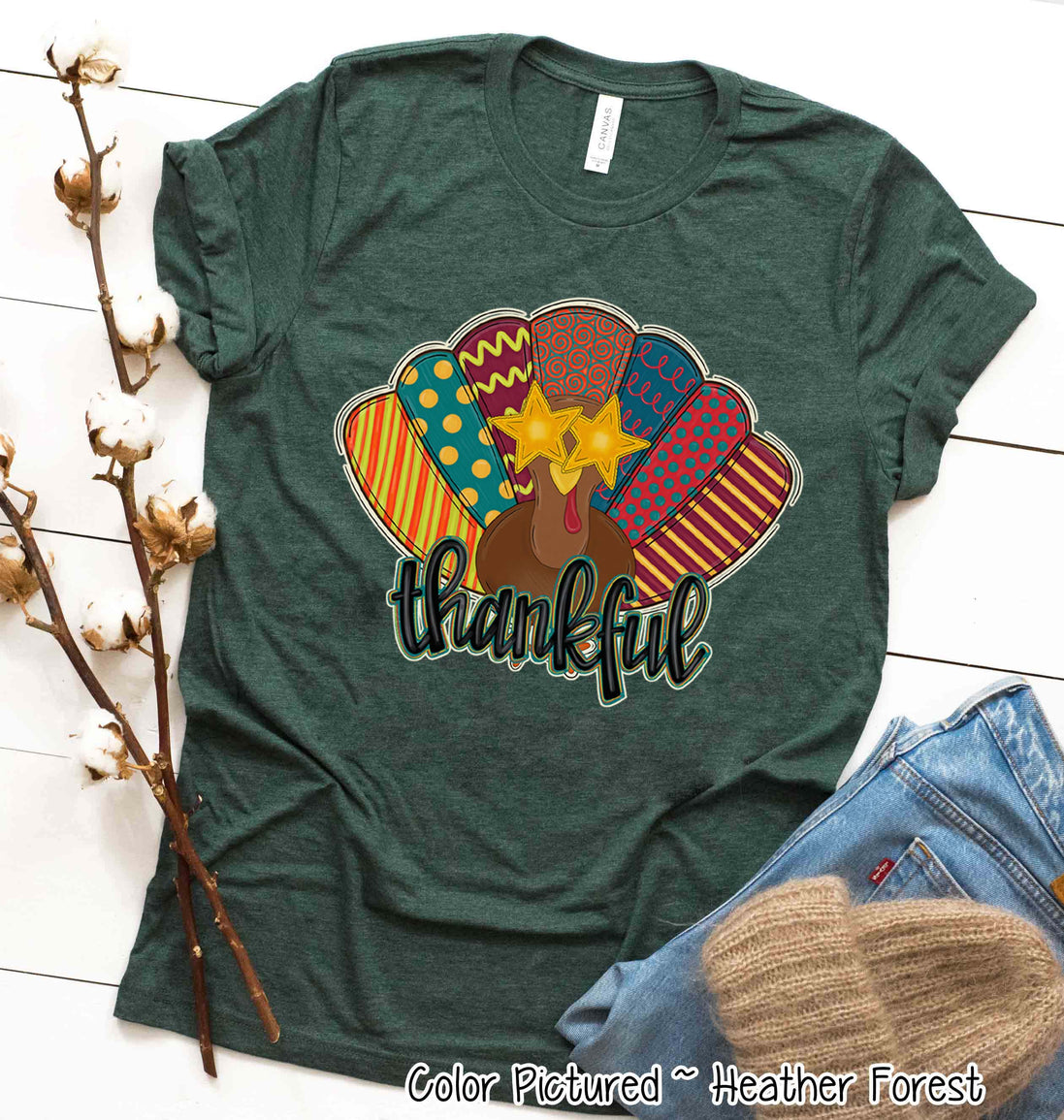 Fun Thankful Turkey Fall Thanksgiving Tee