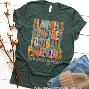 Flannels Bonfires Football It's Fall Y'all Tee