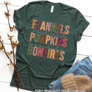Flannels Hayrides Pumpkins Sweaters Bonfires Fall Thanksgiving Tee