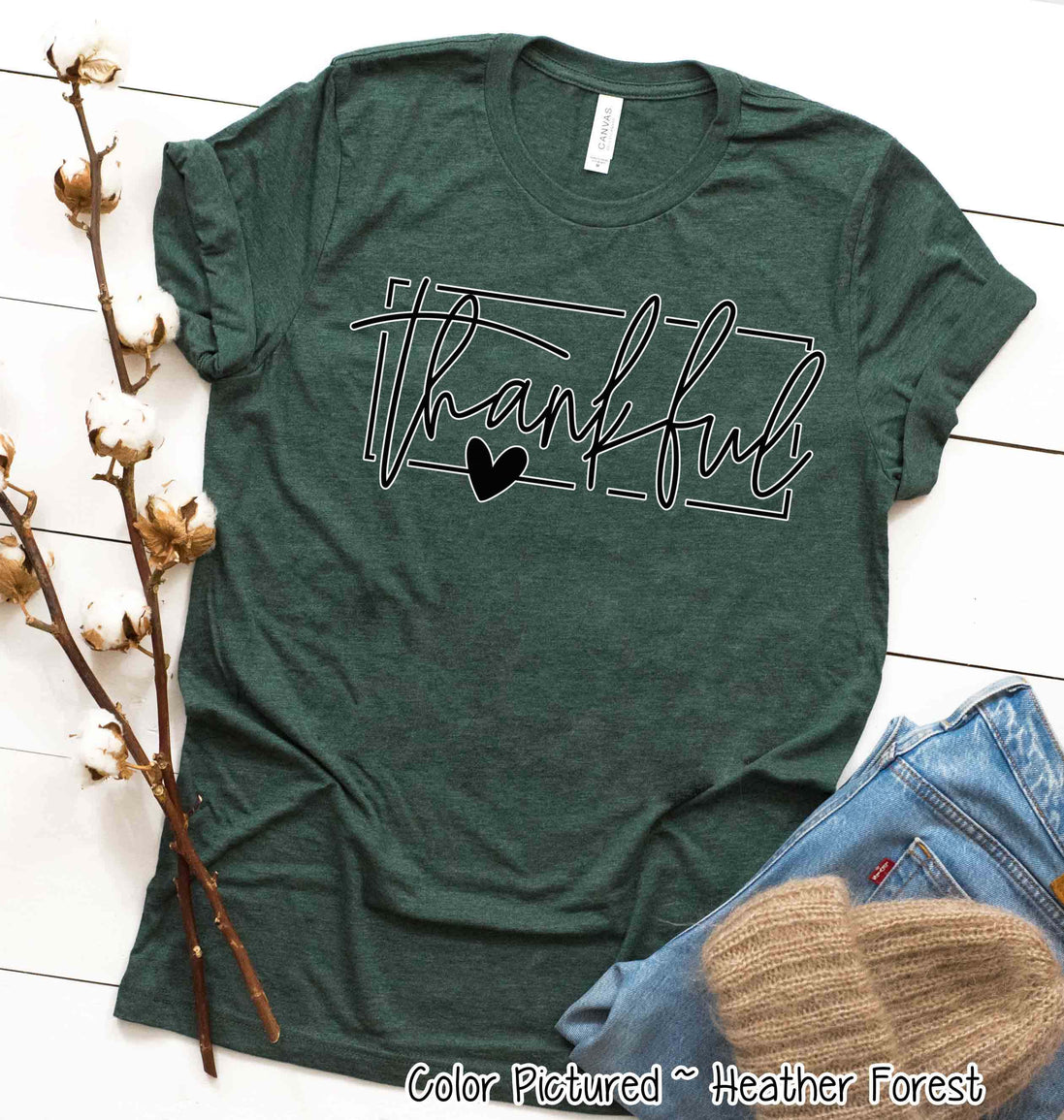 Thankful Script Fall Thanksgiving Tee
